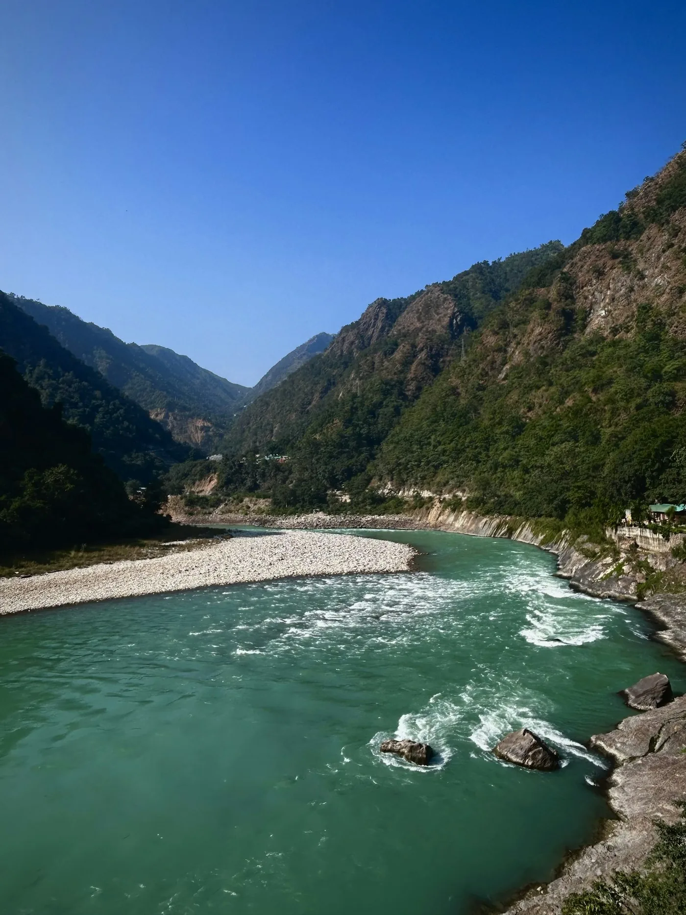 The Ganga flowing through the Himalayan valley at Rishikesh
